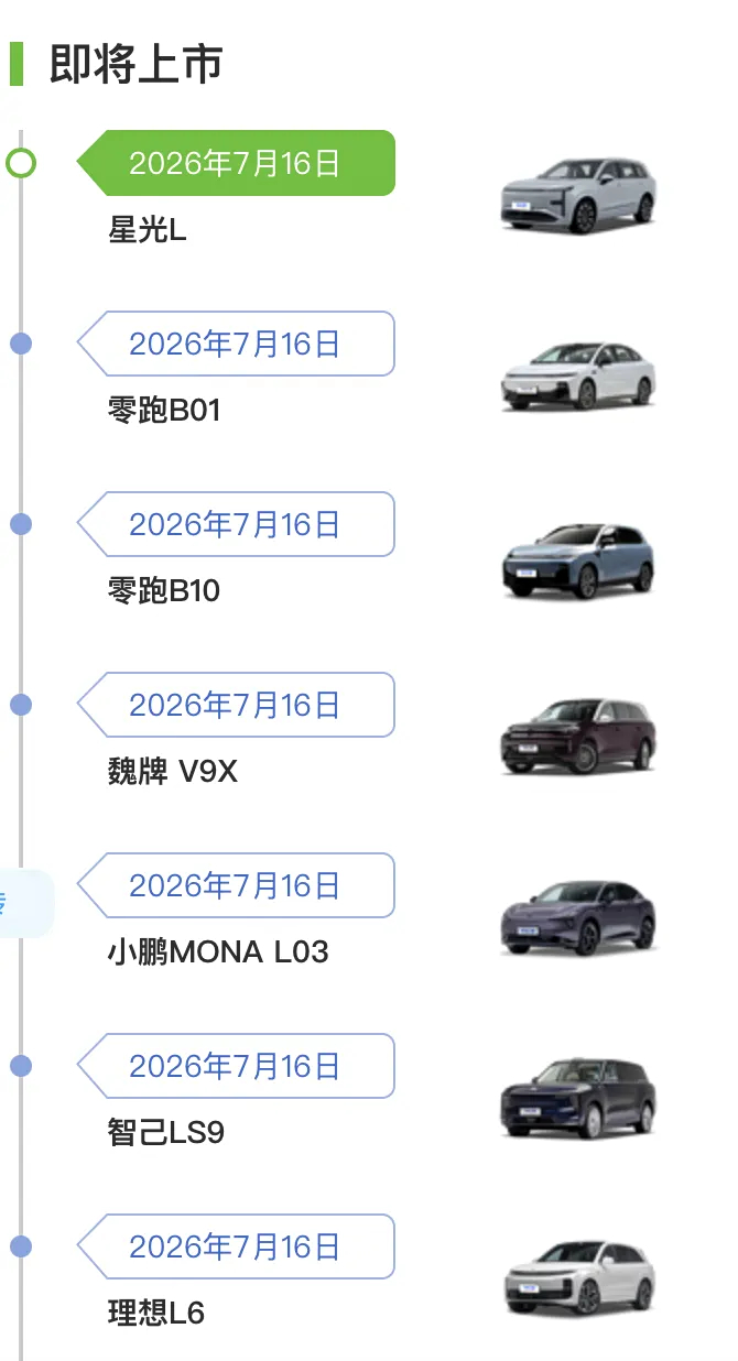 今天一天会有七场新车发布会，不包括技术会，而是车型发布。这上半年国内加起来发布了