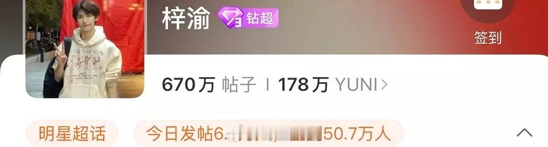 梓渝现在已经签到快51w了，最终能是多少 ​​​