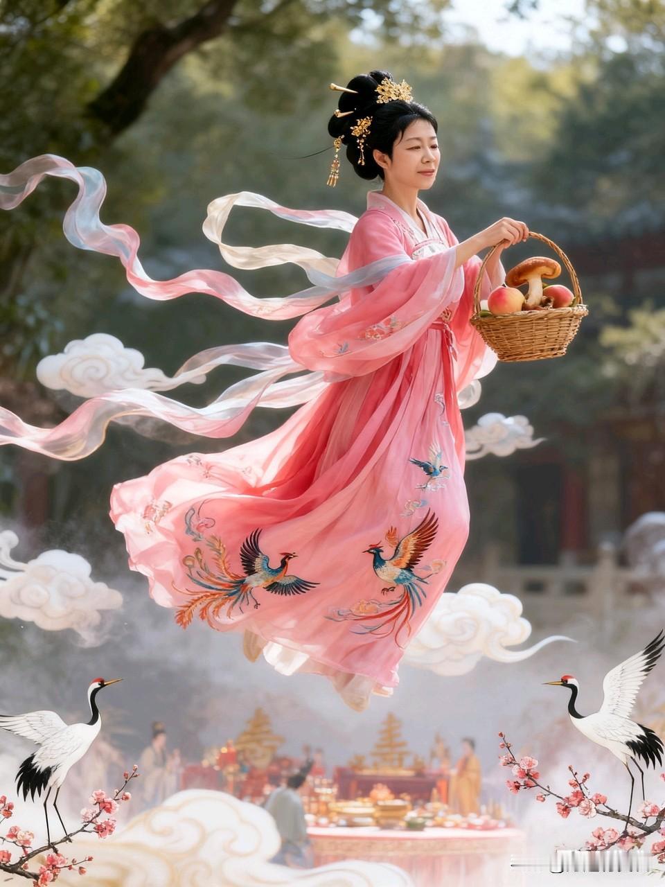 看到“仙气飘飘的汉服少女，手持篮子，仿佛在云端漫步”，这画面绝了！就像穿越而来的
