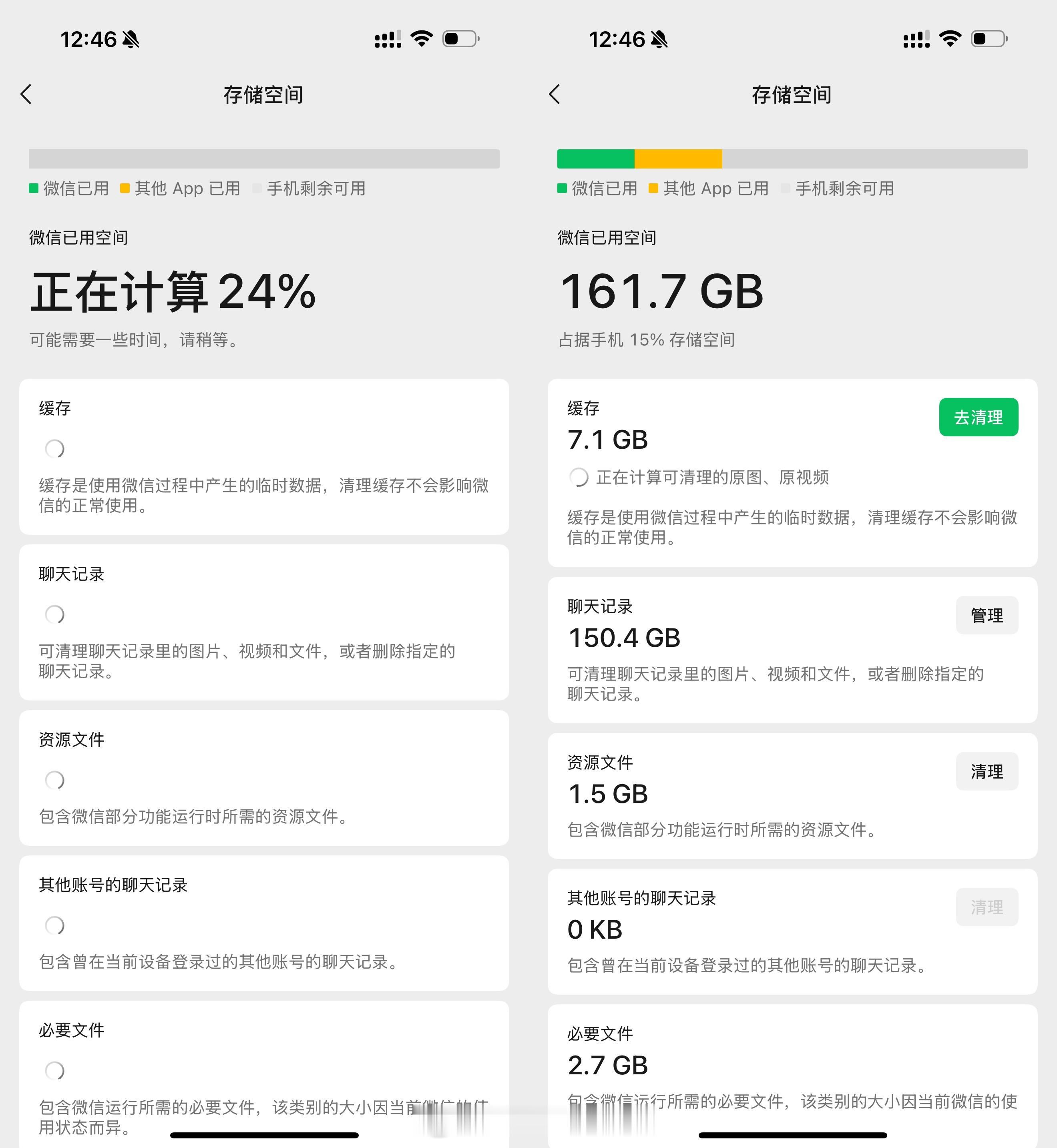 你的微信聊天记录有多少G？看了下，160+ GB了。而且每次点开这里看微信聊天记