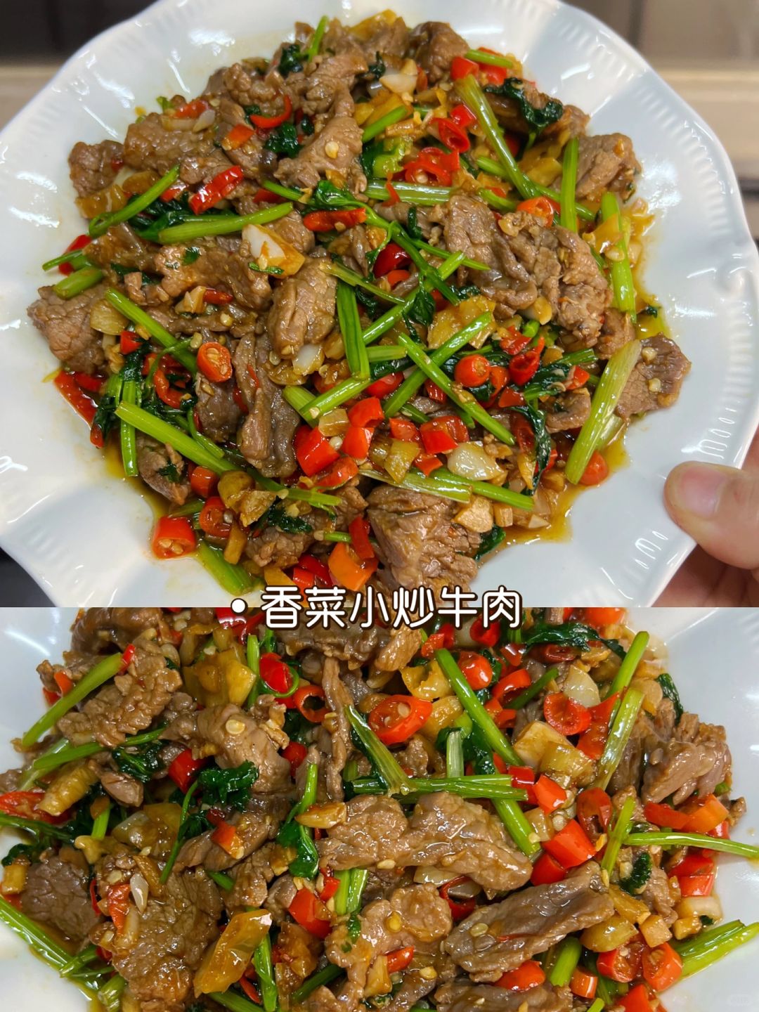 香菜炒牛肉，香辣下饭，爱吃香菜的朋友看过来