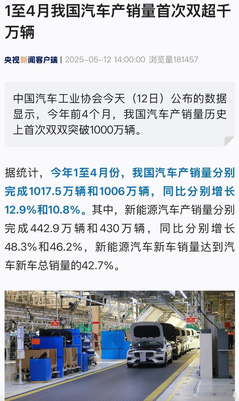 下一台车选新能源还是油车？前4个月我国汽车产销量均超1000万辆前4月新能源新车
