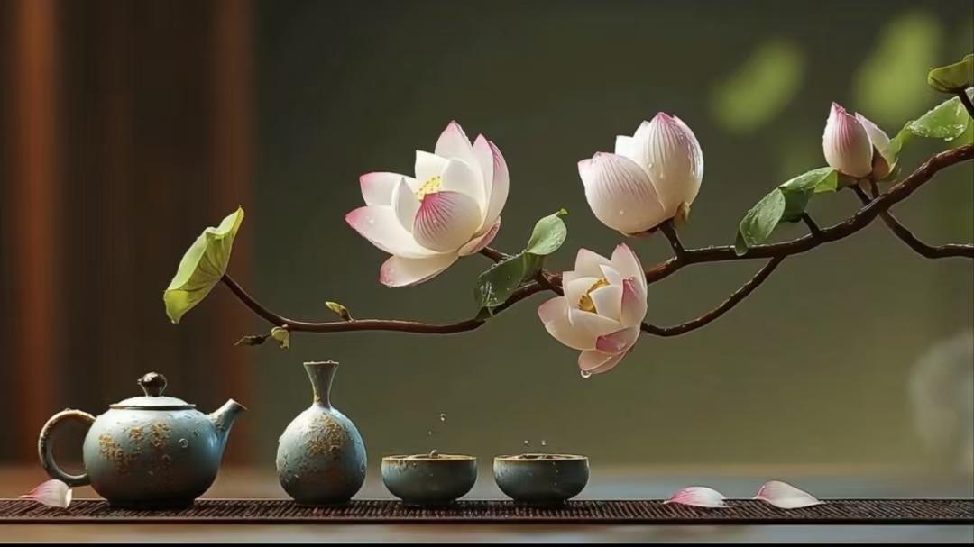 天净沙·为人之道
少言修性藏聪，
缄口含智心融。
不问尘缘事冗。
身如莲奉，
静