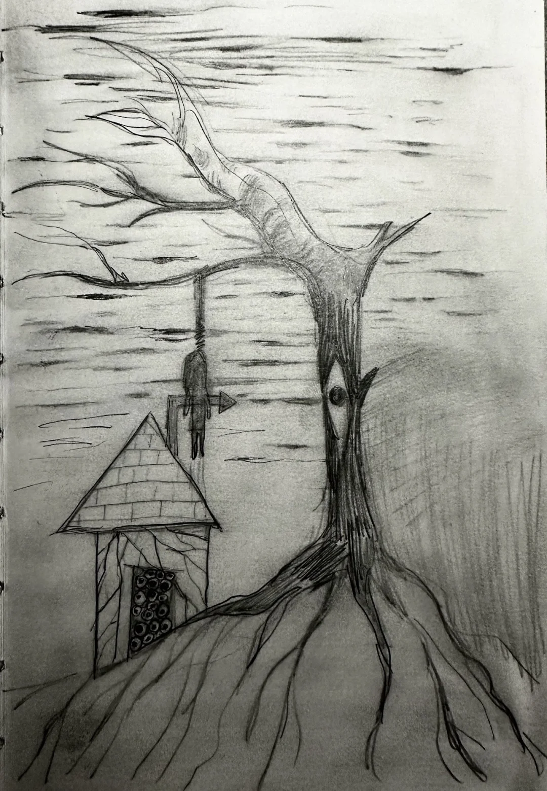 一对母女的房树人心理画像，单身母亲，女儿14初二，已经两周不去学校，前...