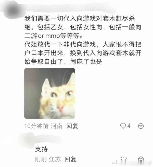 啥时候游戏有 代入向 这一说了？ 看到喜欢主角就开始出征的群体又开始圈地颠倒黑白