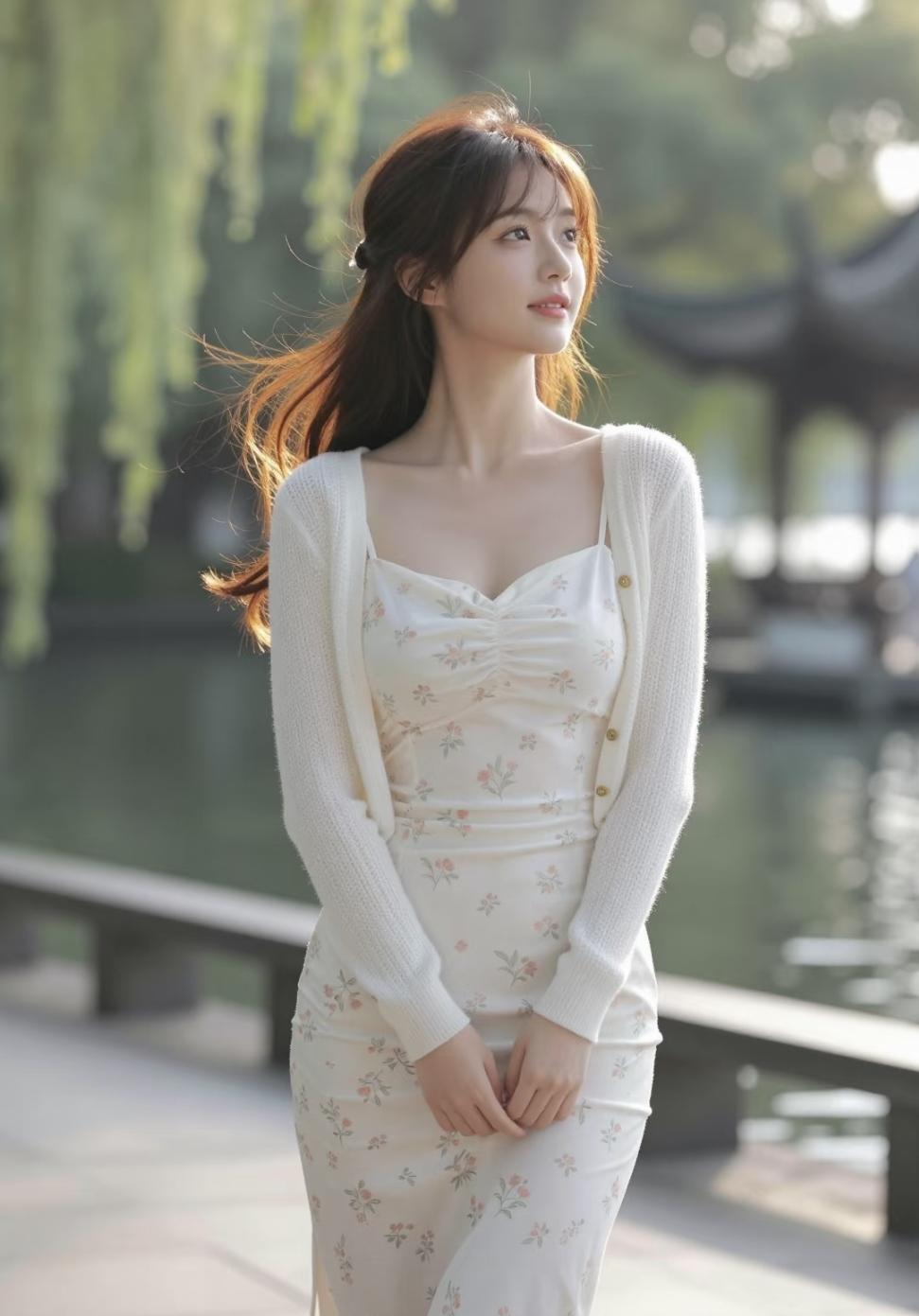 花边裙的湖边温柔，美丽的姑娘一朵花，…………