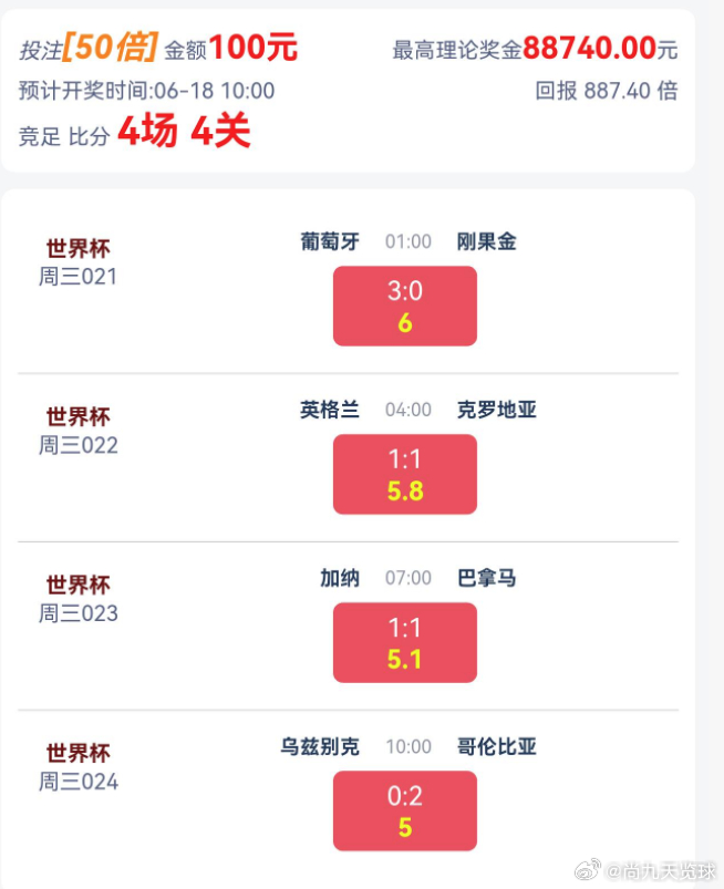4场比分串，很难中，博一博，希望单车变摩托 