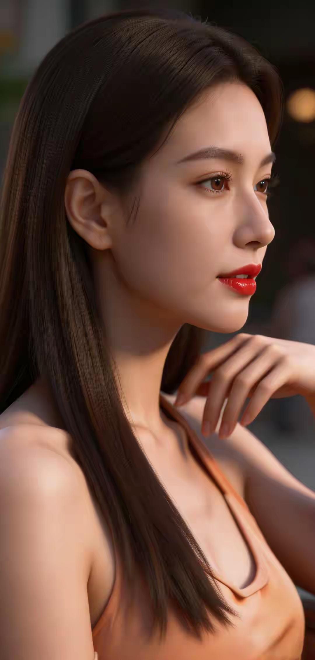 温柔红唇，优雅侧颜，迷人气质，都市女性风范🍀🌸🌴