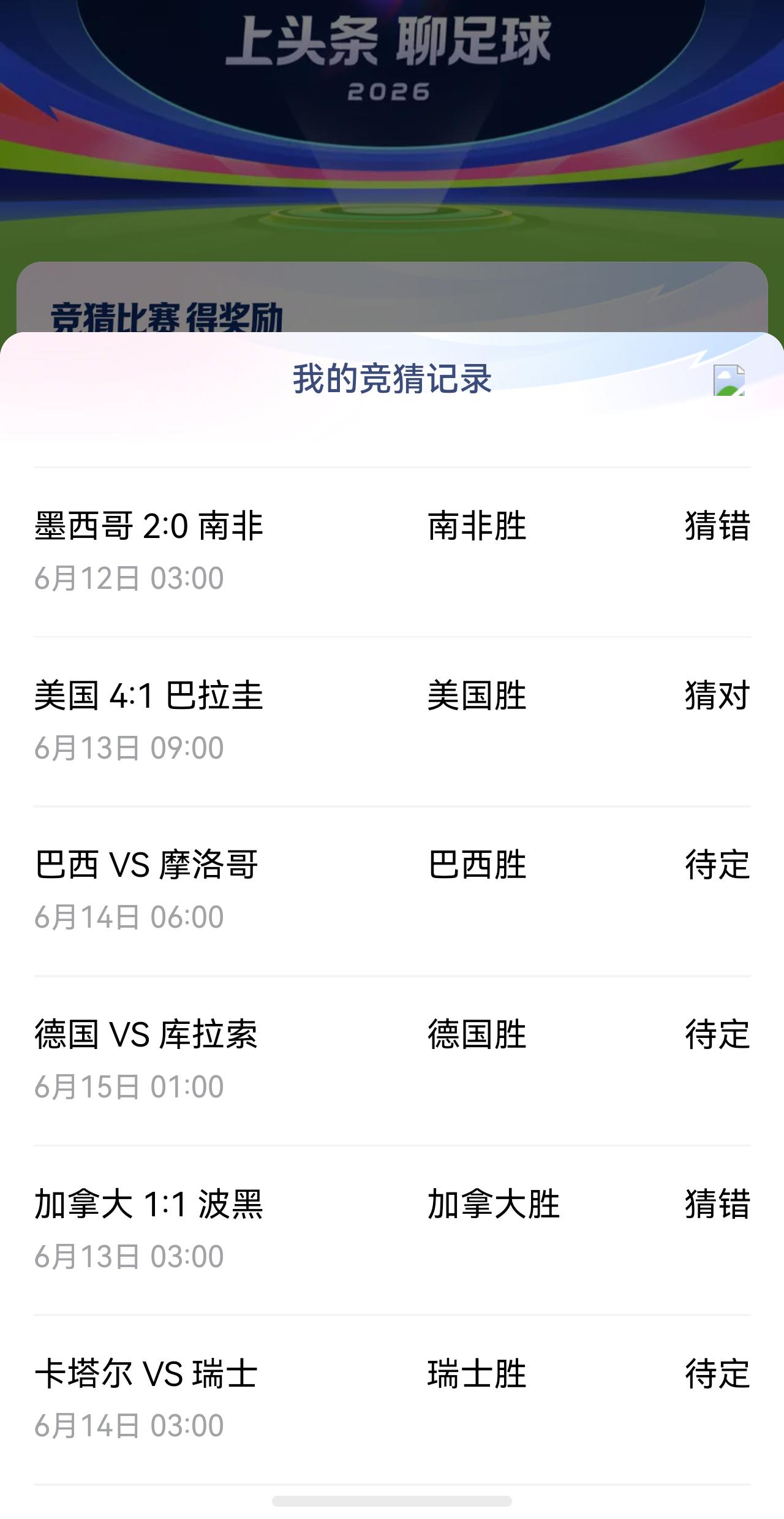 这届世界杯的比分太难预测了，到现在为止，我只预测对了美国胜巴拉圭那一场比赛，其余