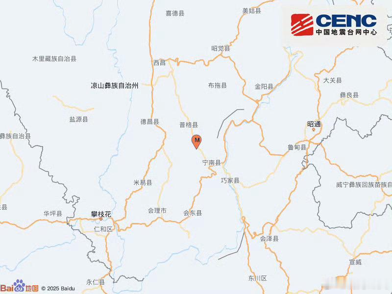 地震快讯中国地震台网正式测定：05月28日12时07分在四川凉山州宁南县（北纬2