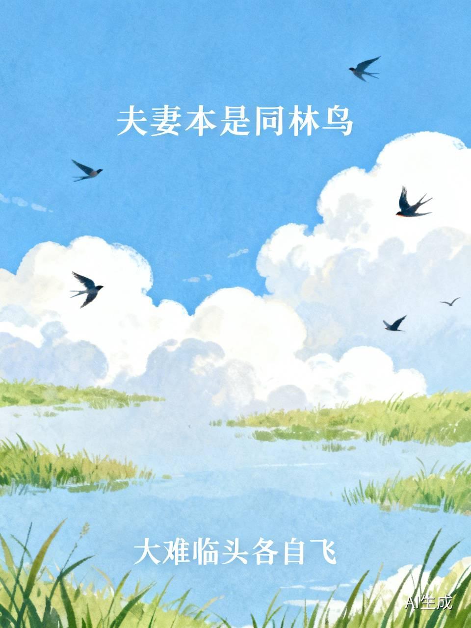 下联：大难临头各自飞。