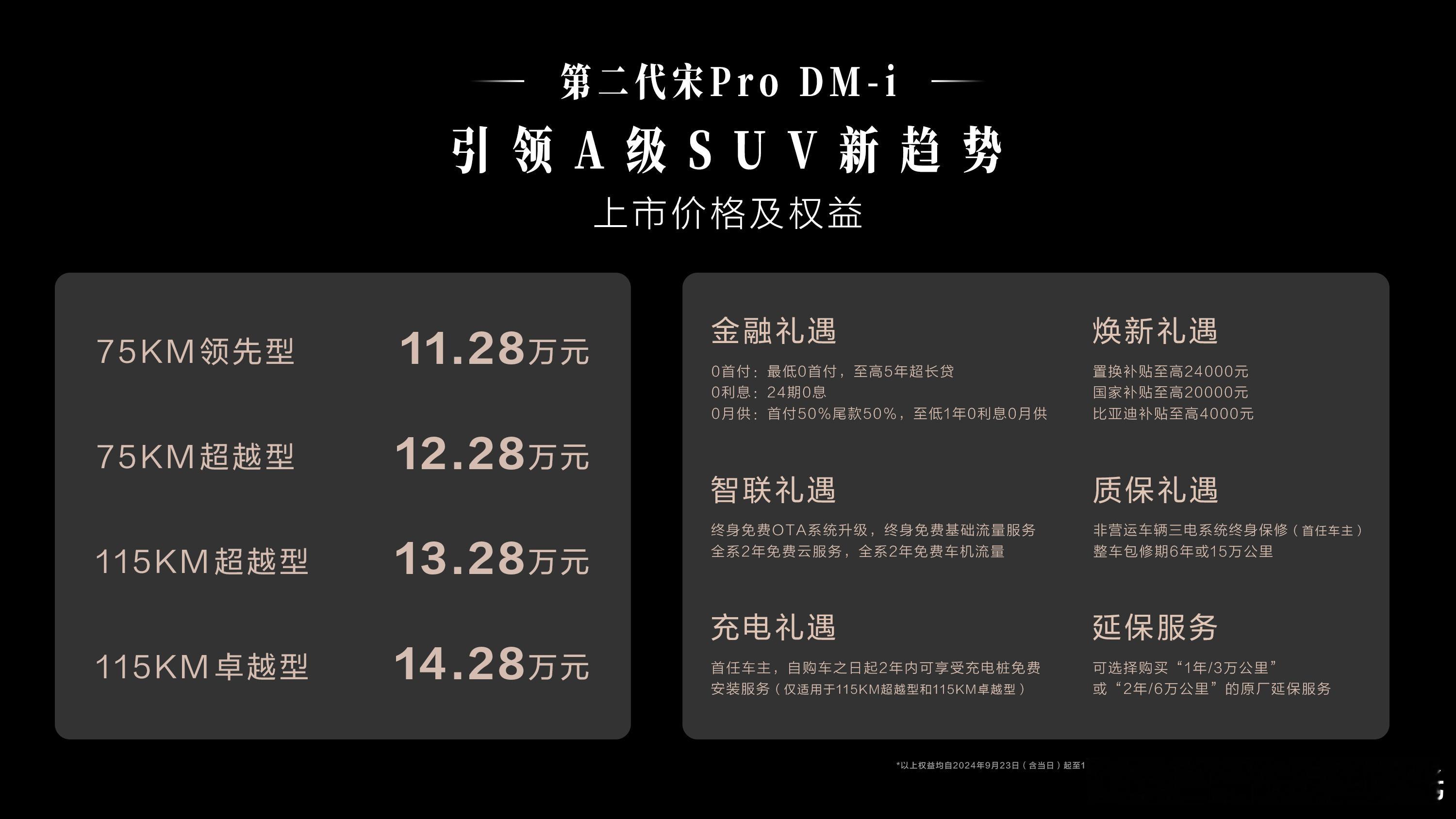 第二代宋Pro DM-i上市！一共4款车型，官方指导价11.28万元-14.28