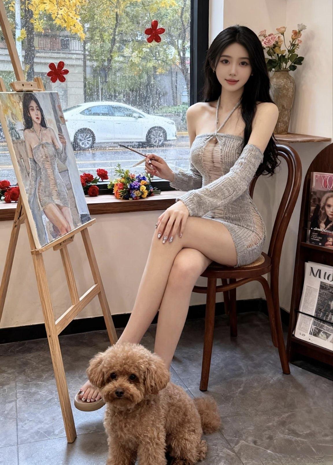 雨中画室，静谧时光，与爱犬相伴，艺术与生活交织。有哪些不同风格的日常穿搭可以分享