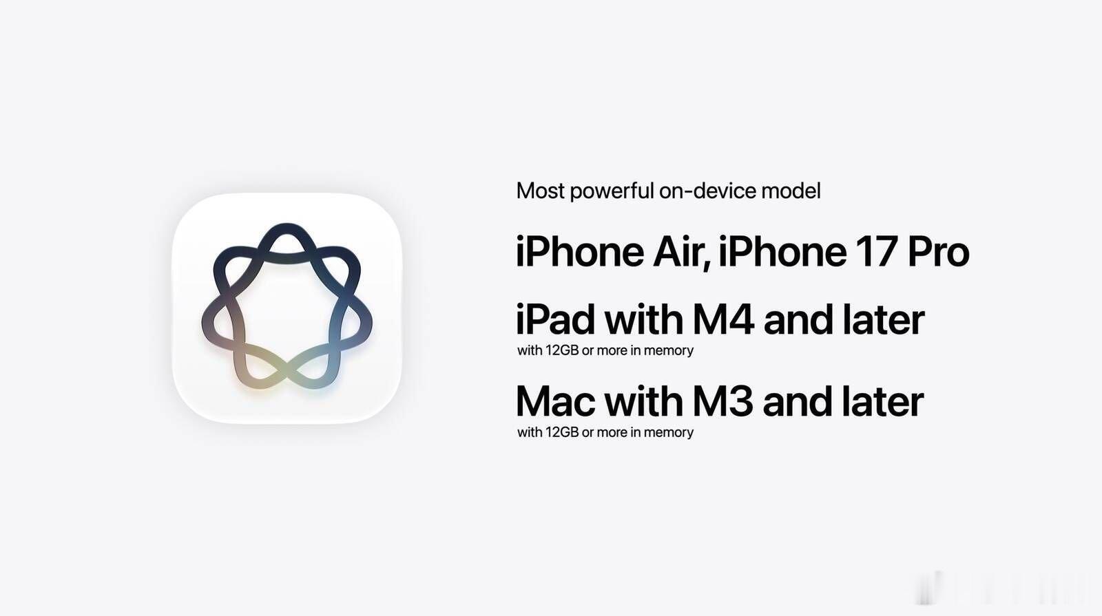 iPhone17无缘苹果最强端侧大模型想要运行苹果最强端侧大模型，至少需要12G