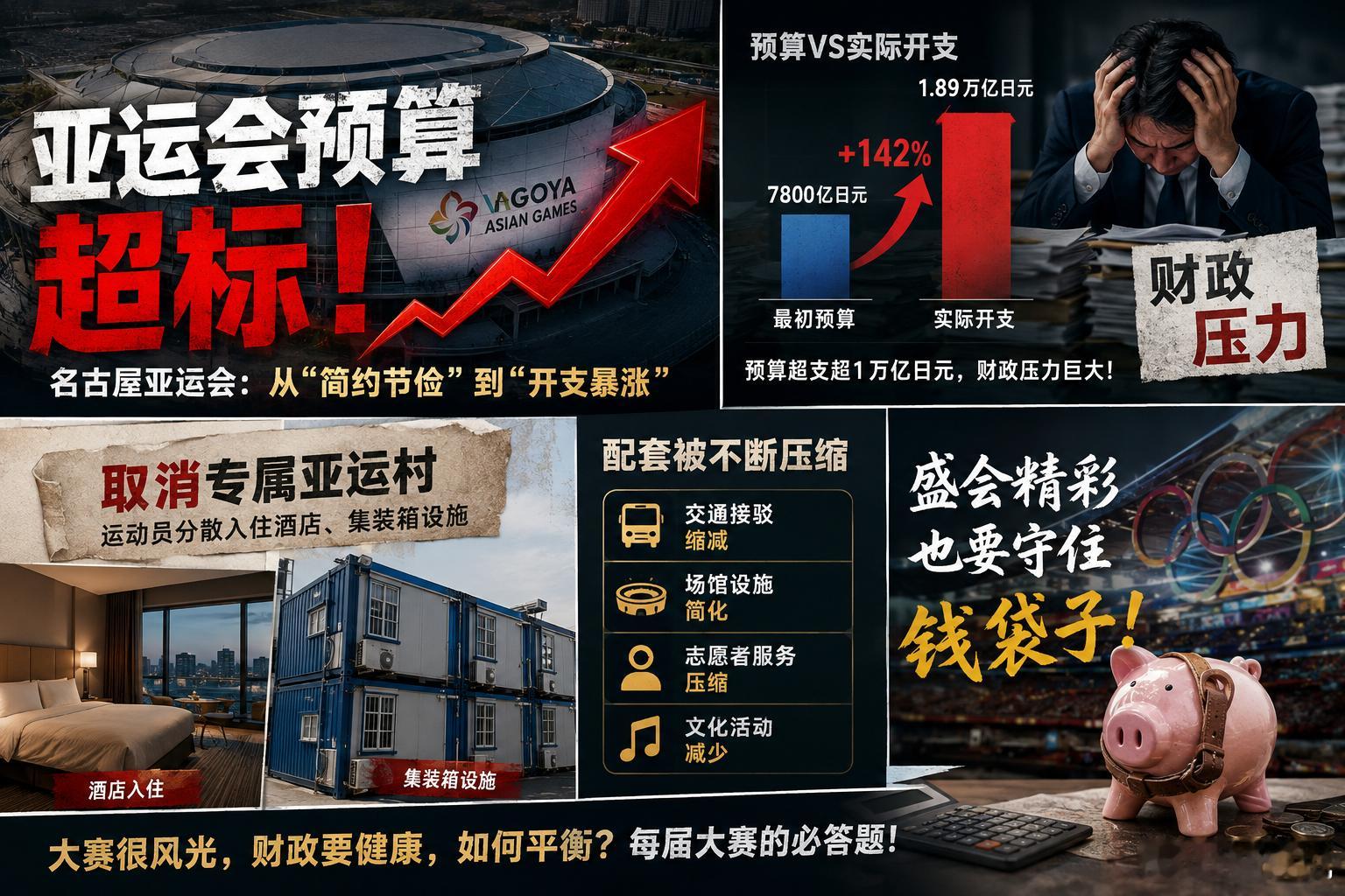亚运会预算超标名古屋亚运现在算是把大赛预算踩坑的样本摆到台面上了。当初申办主打的