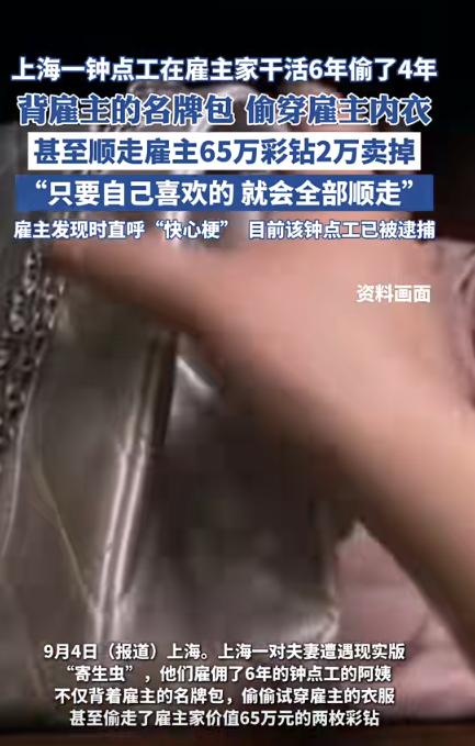 “家贼难防！”上海黄浦区，陈女士怎么也想不到，家里雇了6年的钟点工张阿姨，竟把她