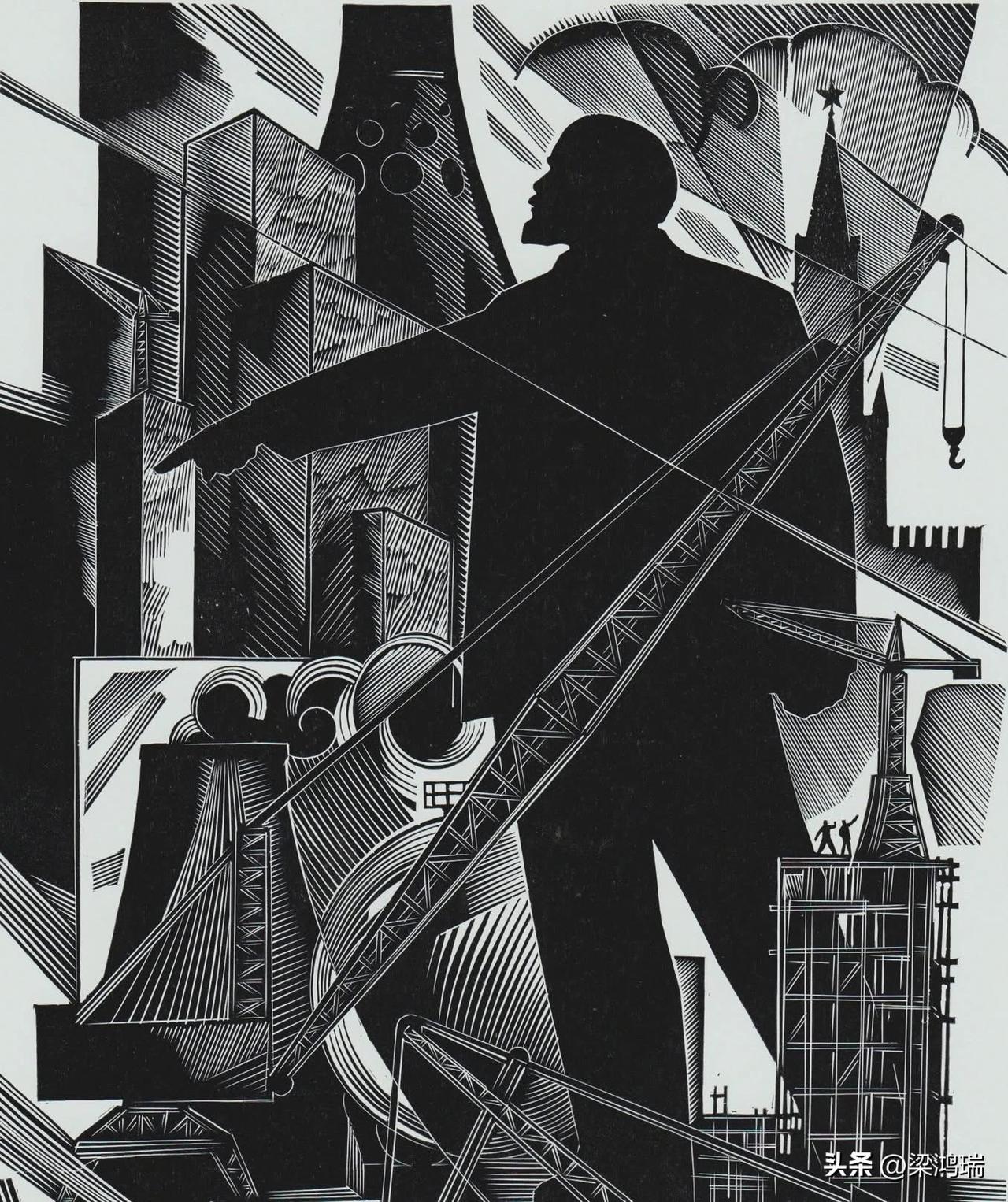 《在列宁的旗帜下》，20 世纪 60 年代，前苏联艺术家弗拉基米尔·诺斯科夫 (