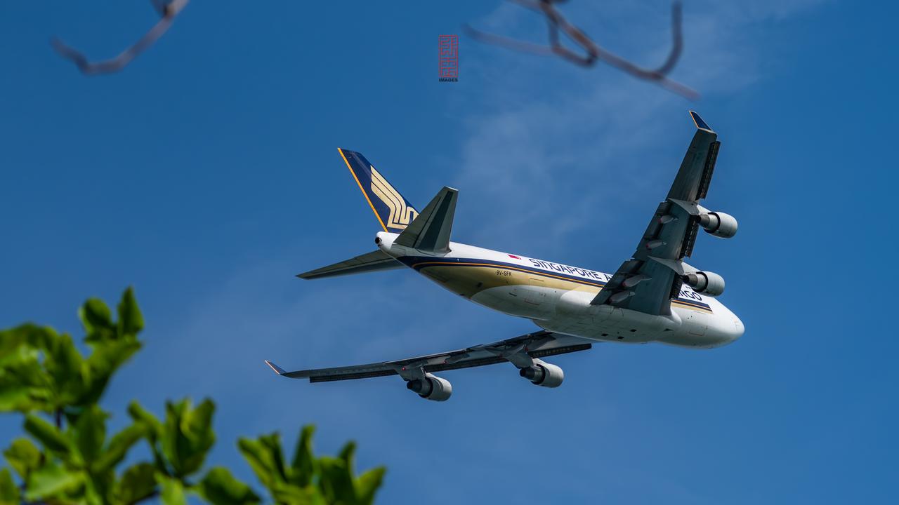 逮到一只大家伙，还是四发的，新航涂装跛音747-400F货运机。