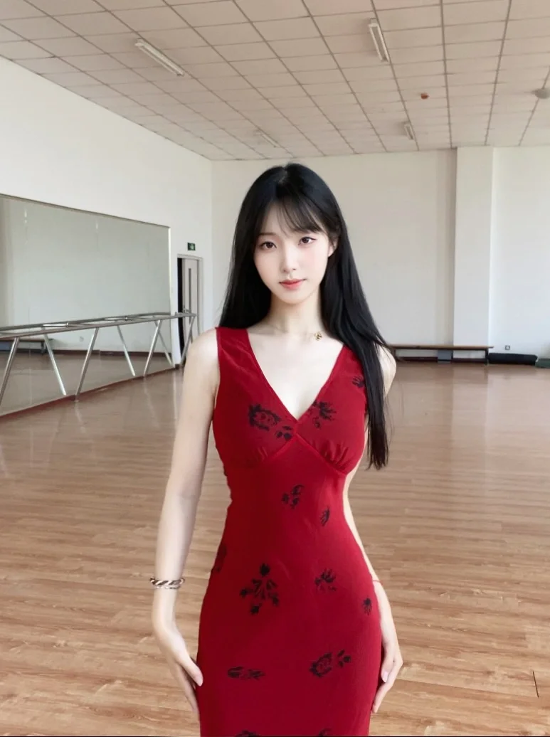 红色裙裙好显白
