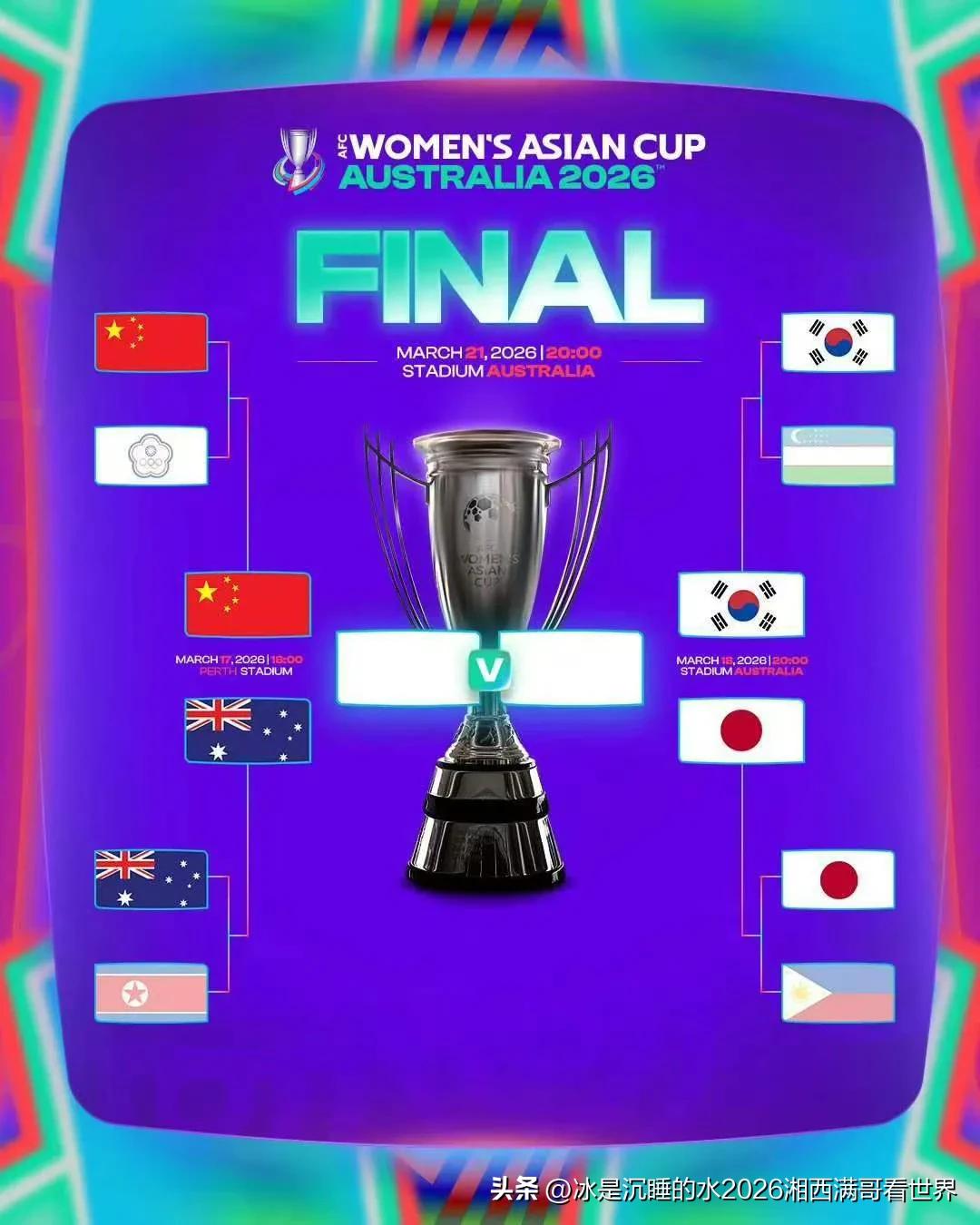 半场：张琳艳破门&姚伟、王爱芳染黄，中国女足暂1比1澳大利亚女足。
女足亚洲杯半