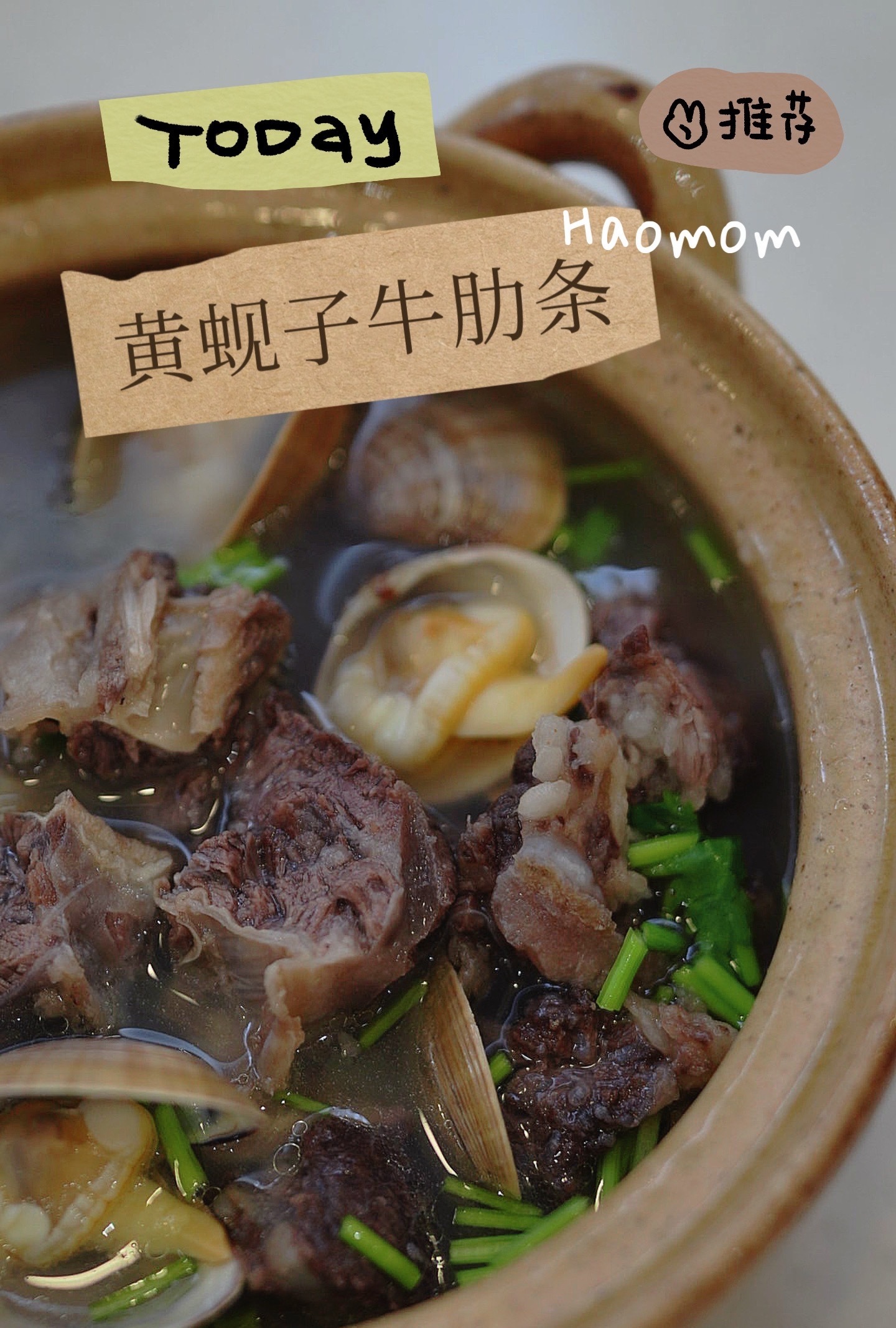 一锅鲜上加鲜的汤，只是需要水煮夏日一锅端 新鲜牛坑腩（牛肋条）、黄蚬（蛤蜊）、 