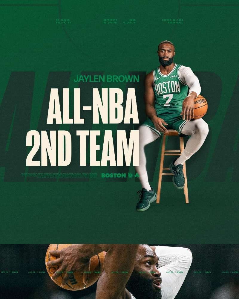 NBA最佳阵容球队官方晒照，祝贺杰伦入选最佳阵容二阵！凯尔特人热爱日记