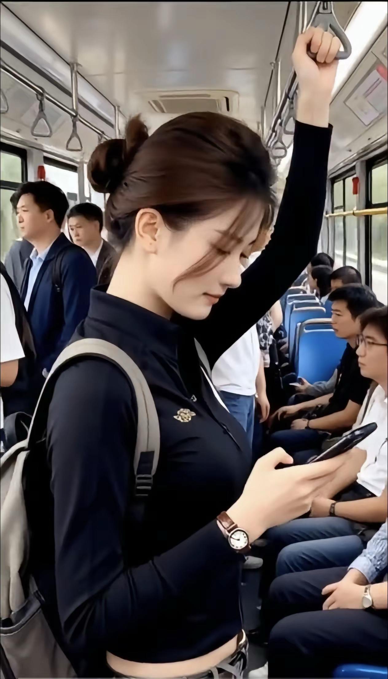 地铁里没有人给美女让座呀