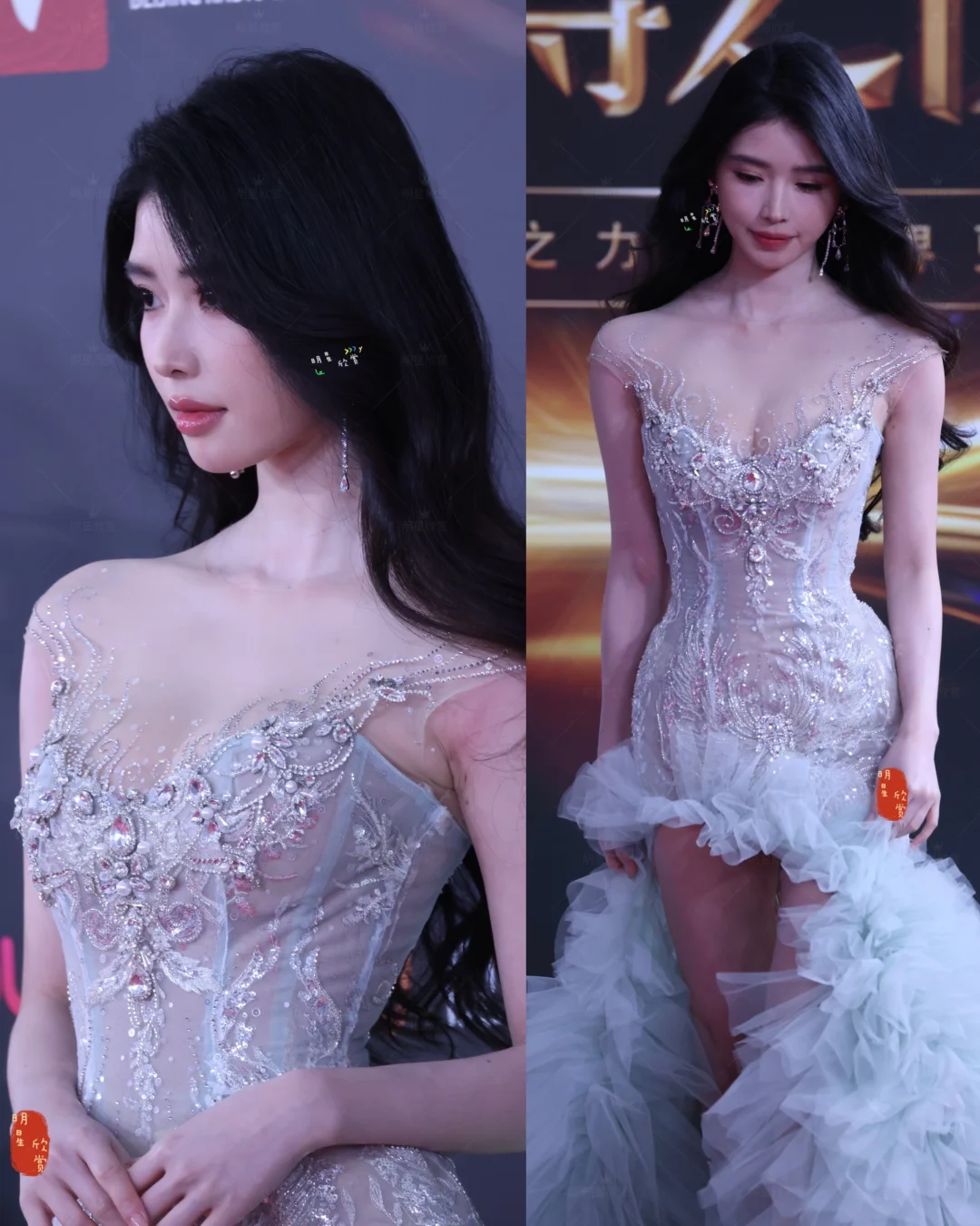 方圆红毯仙女裙，身材姣好