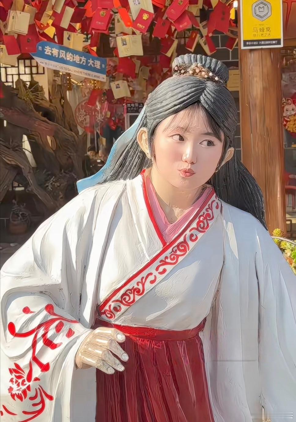 景区这种真人脸与道具身吻合的设计，确实蛮有水平的，只要表情到位就很像。 