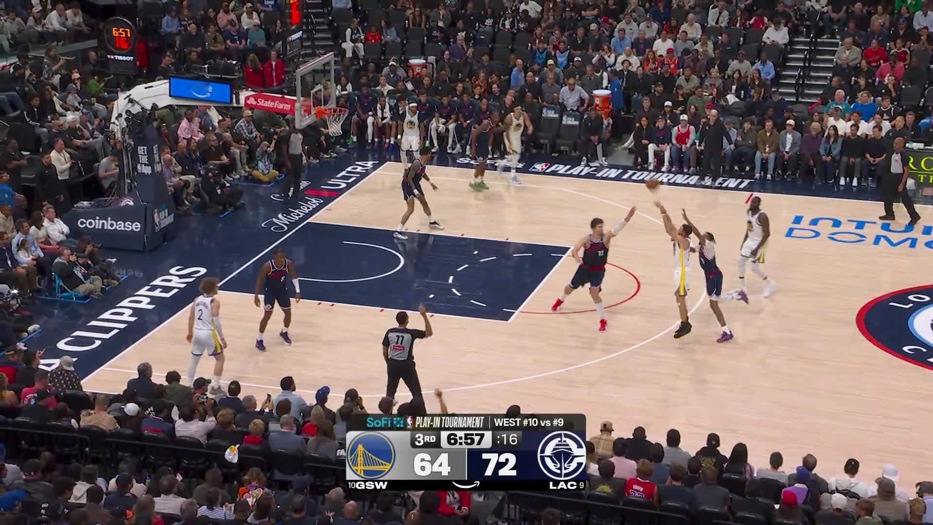 库里3+1！！！勇士70:74快船。勇士vs快船