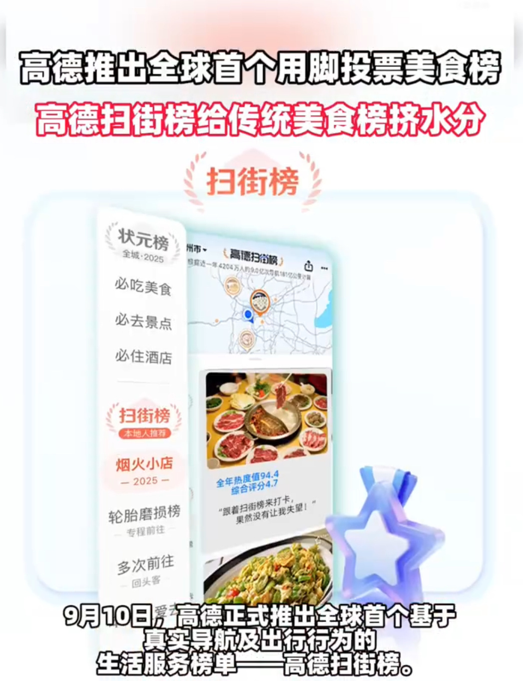 高德扫街榜有种要做成“美食界反诈APP”的感觉，传统美食榜被资本灌水，刷评刷到虚