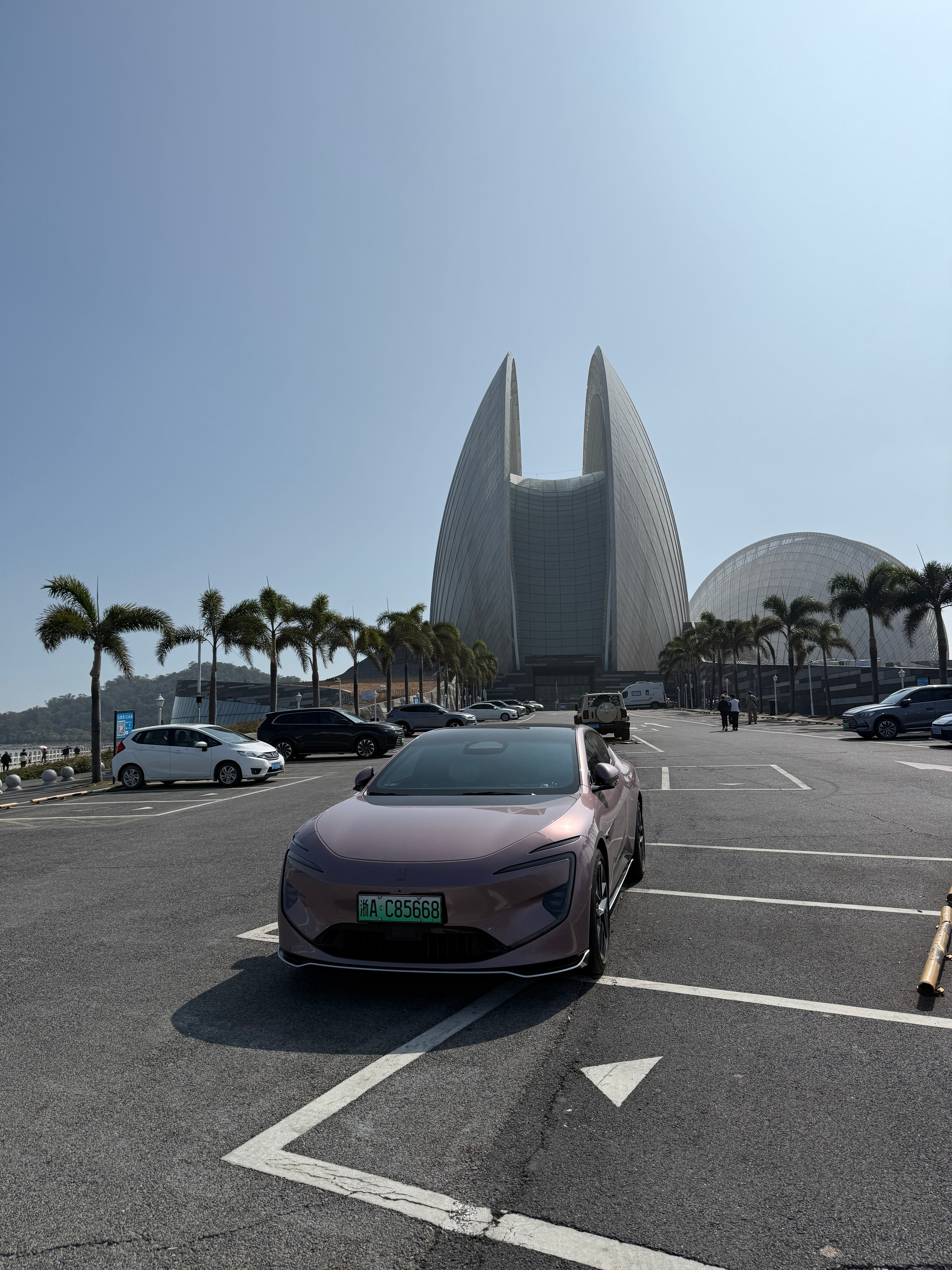 到了个网红停车打卡点～ 就酱紫吧 海边太阳还是太晒了