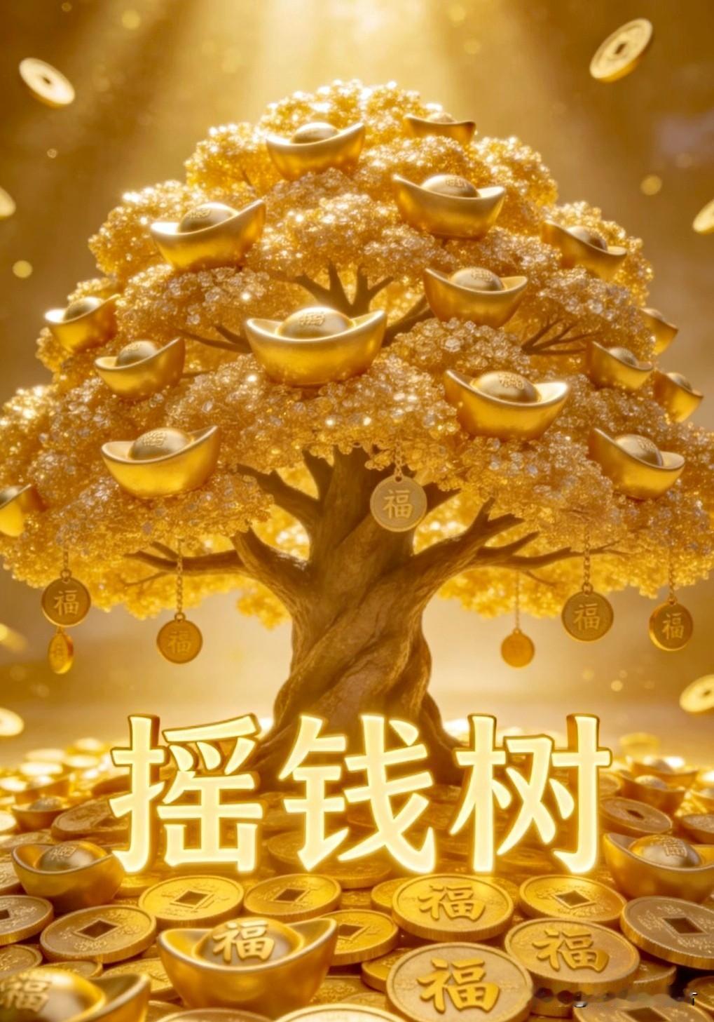 家有摇钱树，财源滚滚来。