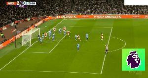 英超】阿森纳2比1布莱顿▼关键进球：赖斯开出角球，吕特头球乌龙北京时间12月27