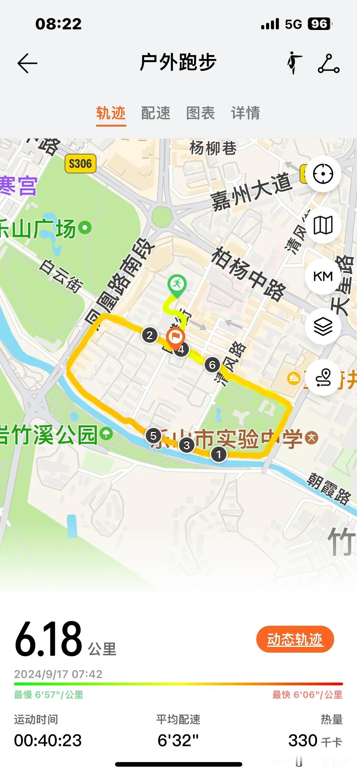 跑步：打卡6公里，6分配速，平均心率每分钟160次。
今天跑步享受到了秋天的凉爽