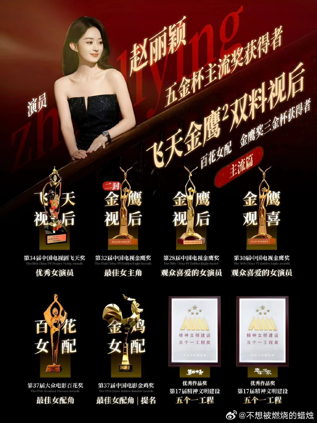 金鹰奖你要的奖杯家姐们都有。赵丽颖手握三次白玉兰提名，距离大满贯仅差一步。热巴更