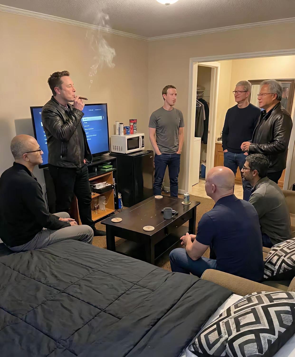 为什么这么多的大佬在一起聚会，请问一下特斯拉董事长抽的烟是什么牌子的，香烟看上去