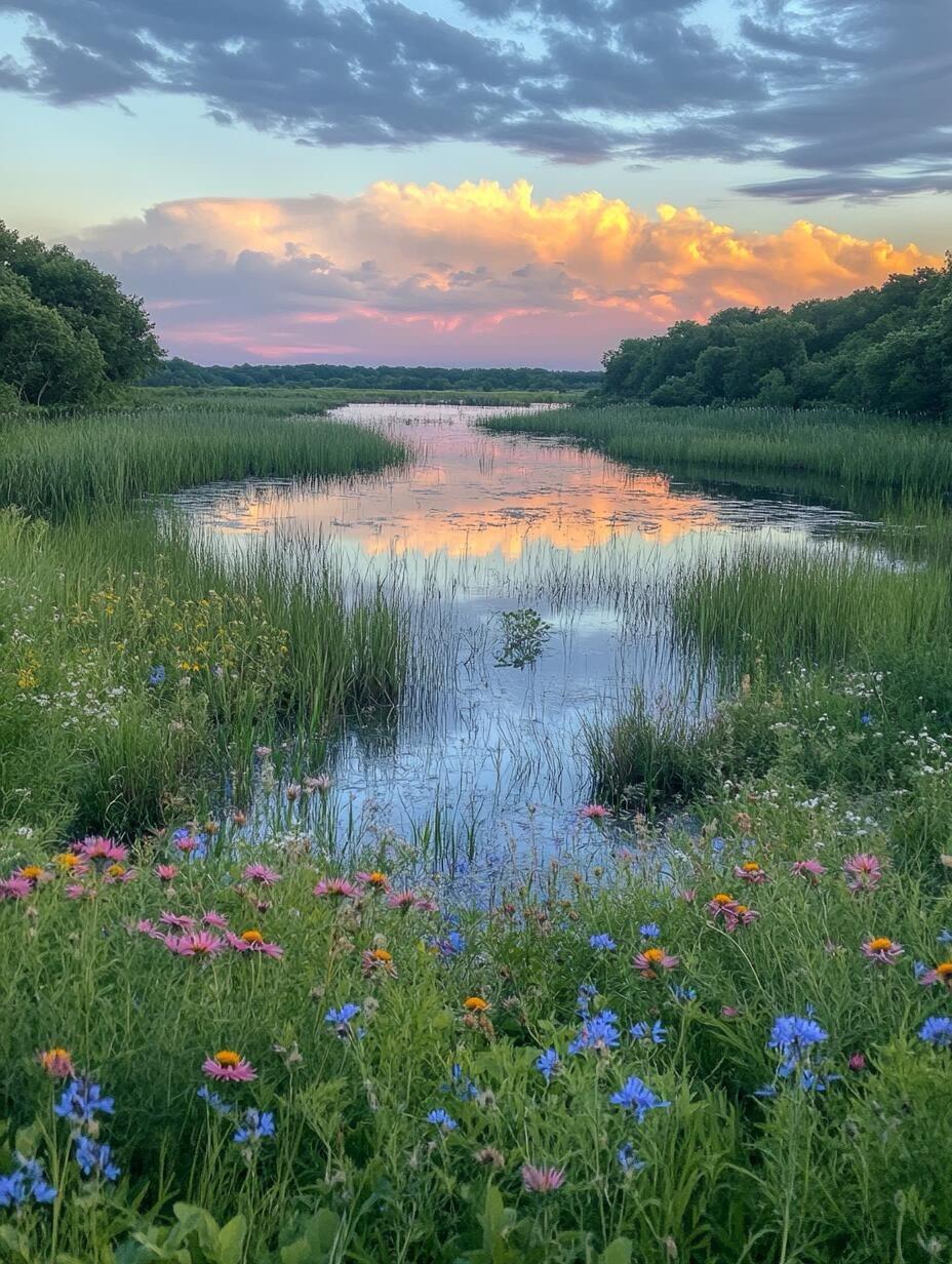 夕阳下的湖面是大自然的调色盘🎨 风景 美景