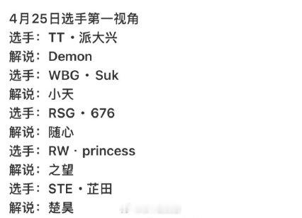4月25日总决赛的第一视角公布如下派大兴  SUK  676  princess