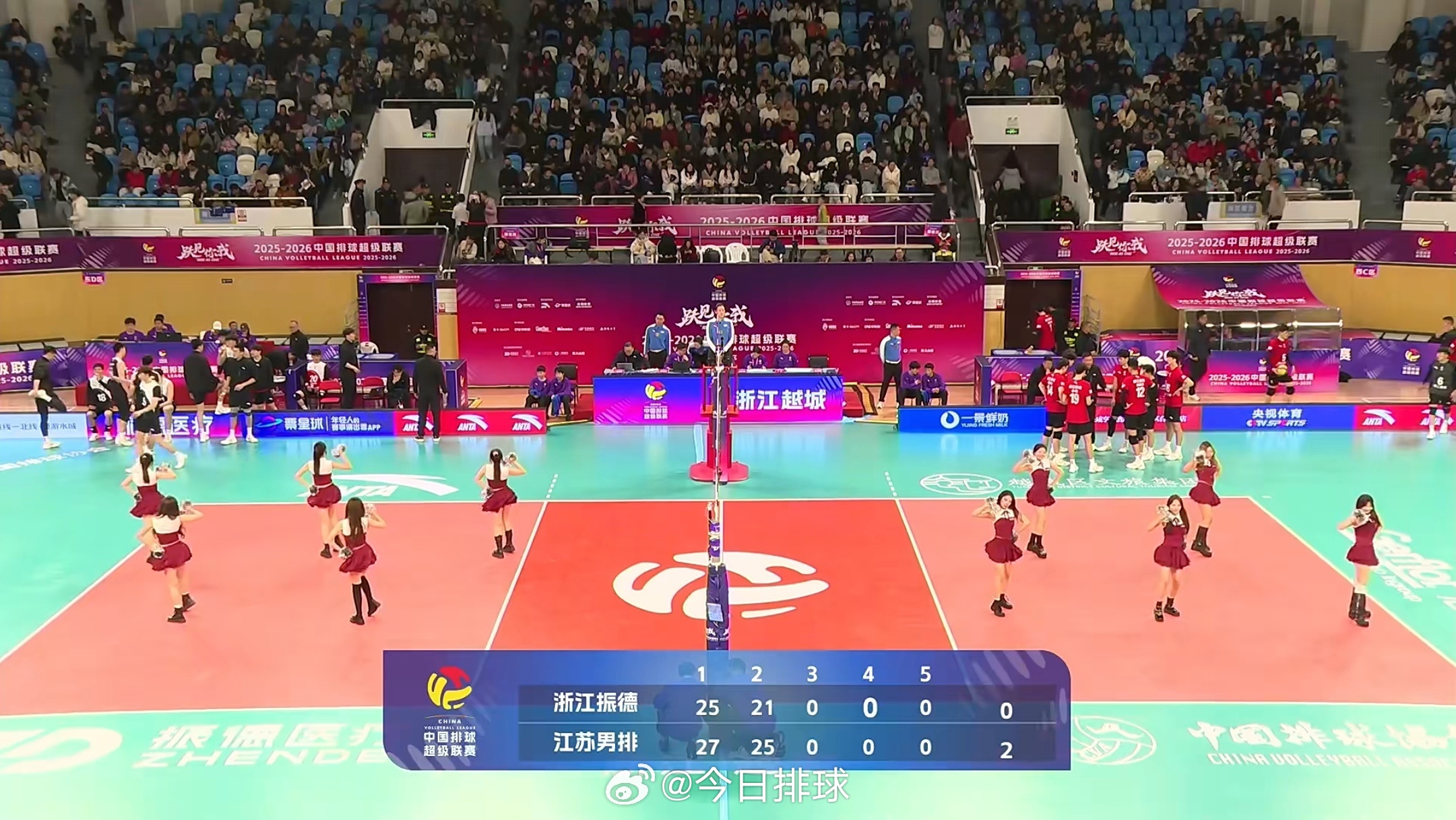 江苏客场2比0领先浙江…中国男排超级联赛