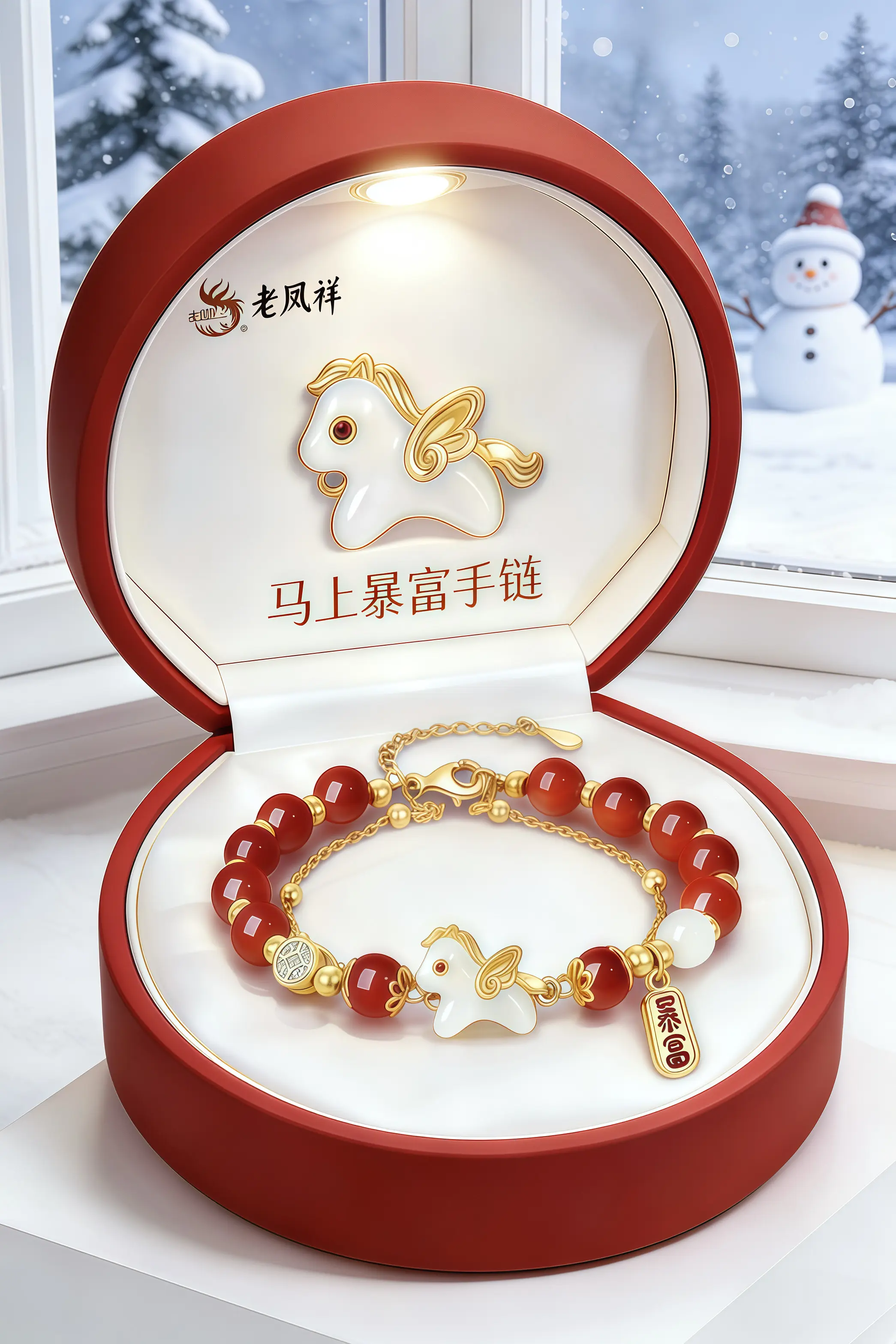 马年本命年的仪式感，全靠这串红玛瑙手链撑住！红玛瑙衬得肤色通透，足金小...