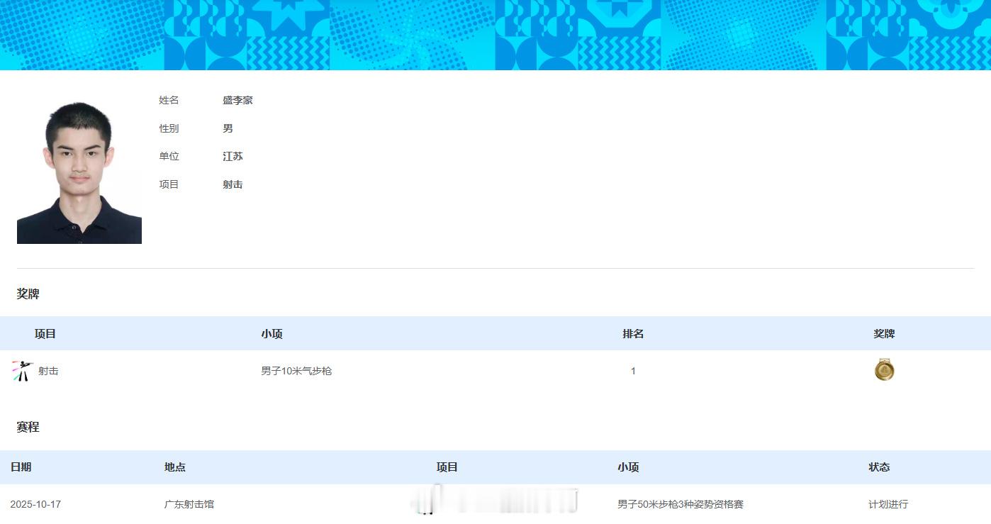 12:00 男子50米步枪3种姿势决赛奥运冠军盛李豪再度出战 冲击本届全运会个人