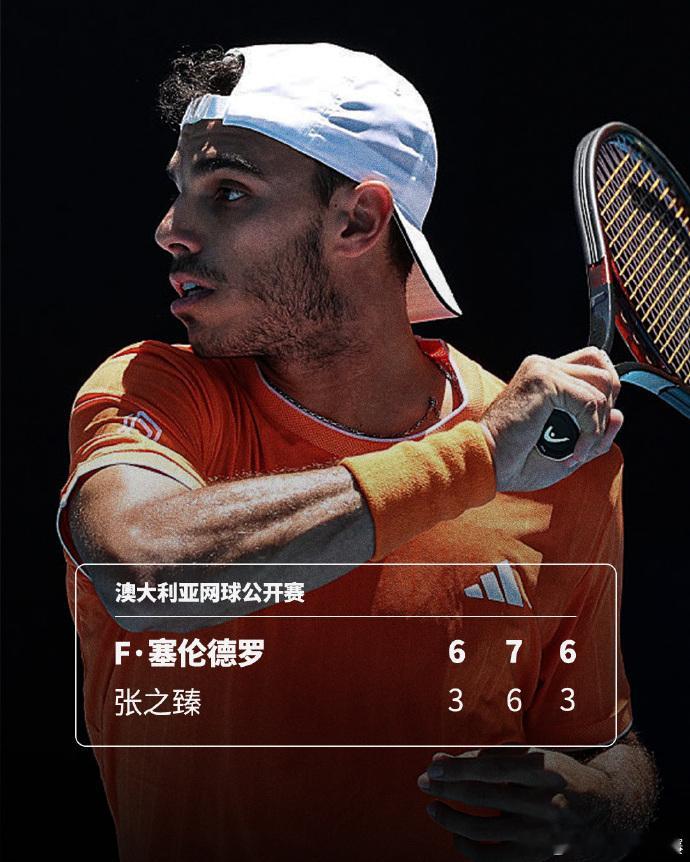 张之臻无缘第二轮澳网男单首轮，中国选手张之臻以3-6 6-7(0) 3-6不敌1