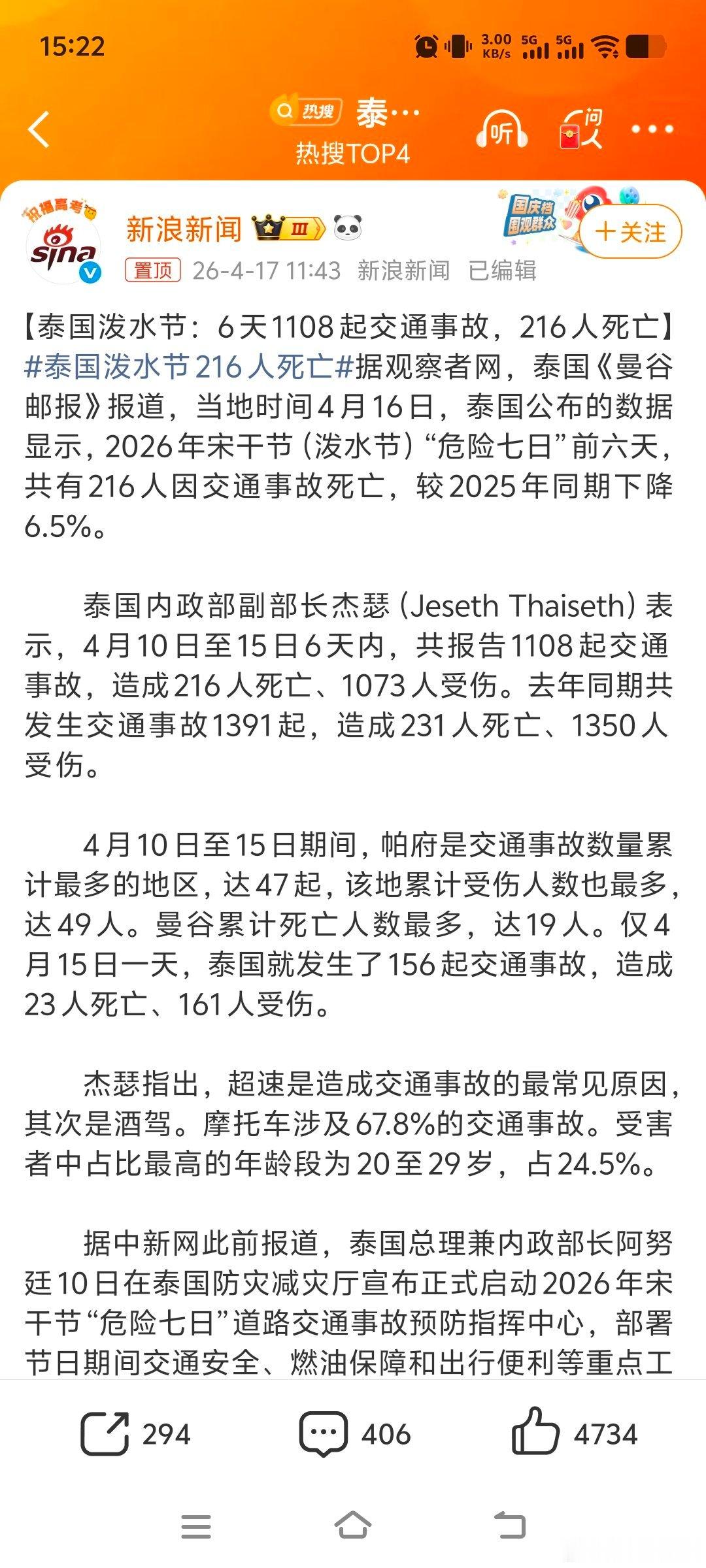 泰国泼水节216人死亡不过这不是因为酒驾和超速引起的吗？而且他们泼水节居然那么多