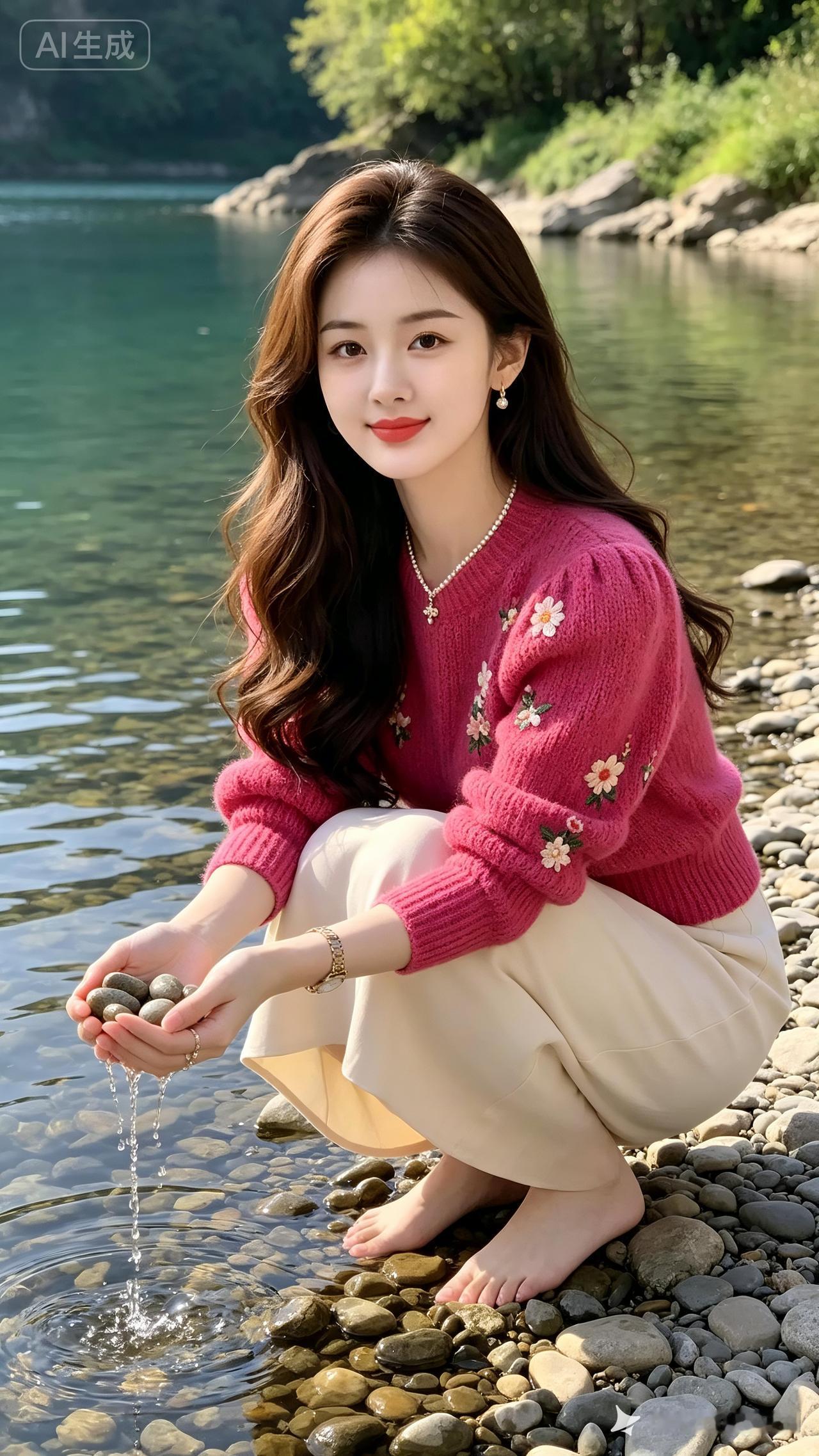 在湖边静坐，感受大自然的宁静与美好。