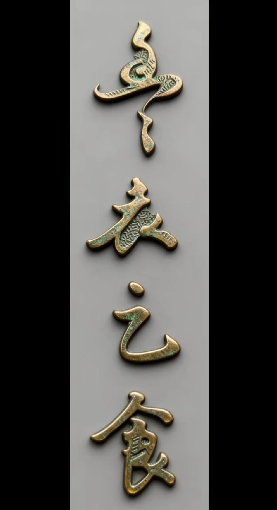 这是一件古董青铜器。这几个字写的很有意义。有认识的吗？读出来听一下。青铜器古籍