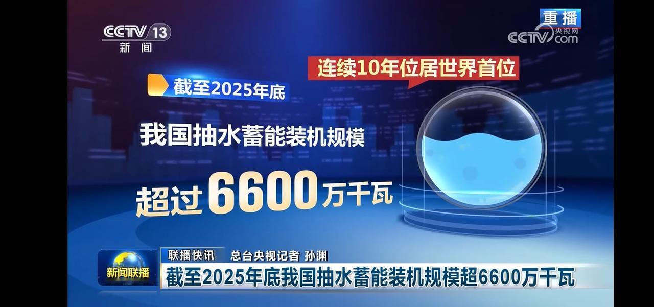 中国抽水蓄能装机规模超6600万千瓦，连续10年位居世界首位！🇨🇳💧🔋