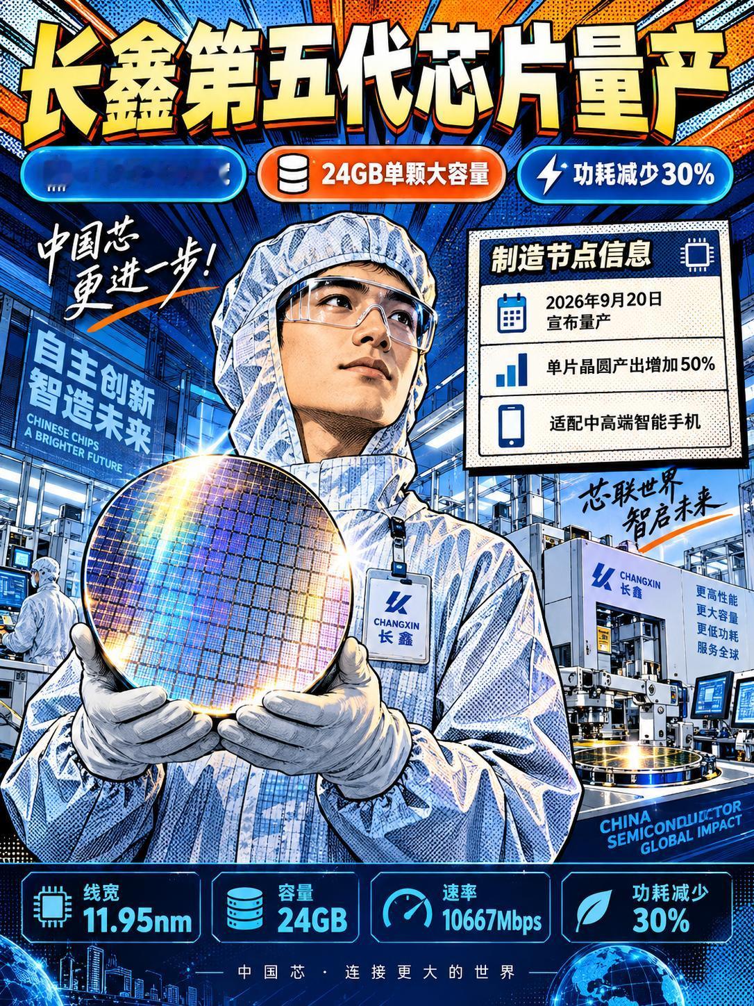长鑫第五代存储技术实现规模量产，11纳米先进制程展示实力

2026年9月20日