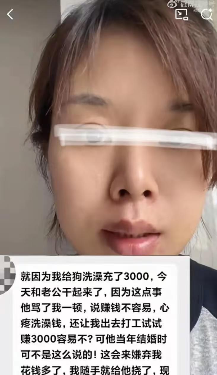 最近网上热传的一段夫妻吵架视频，看得人五味杂陈。一位女子给家里的狗充了3000元