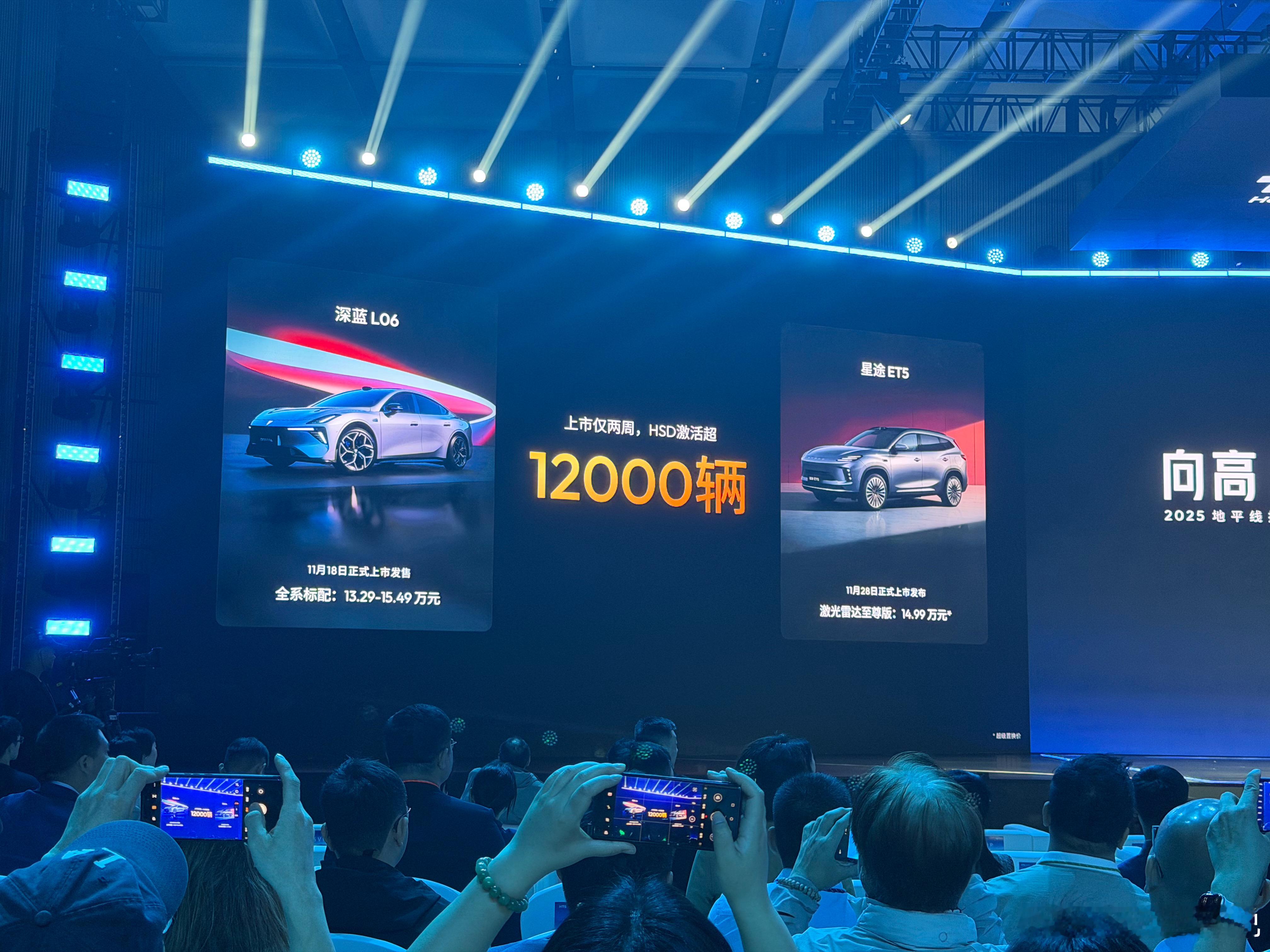 两周时间 深蓝 L06 和星途 ET5 的 HSD 激活数量 12000 台，这